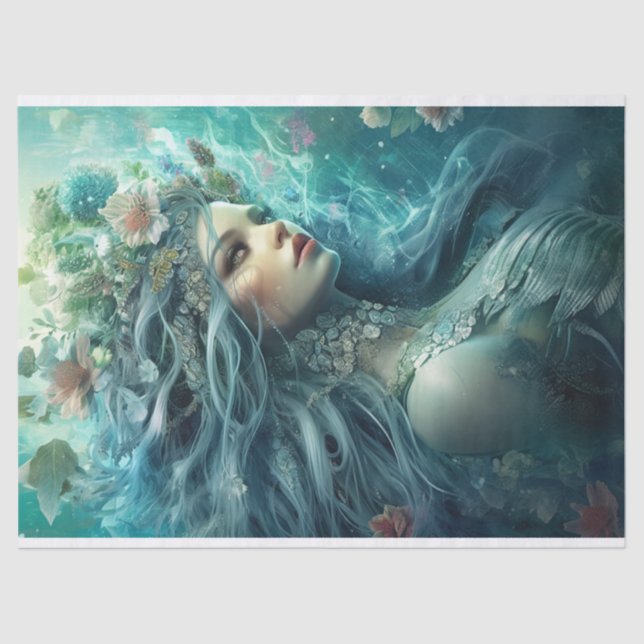 Papier Mousseline Sirène bleue glace (Recto)