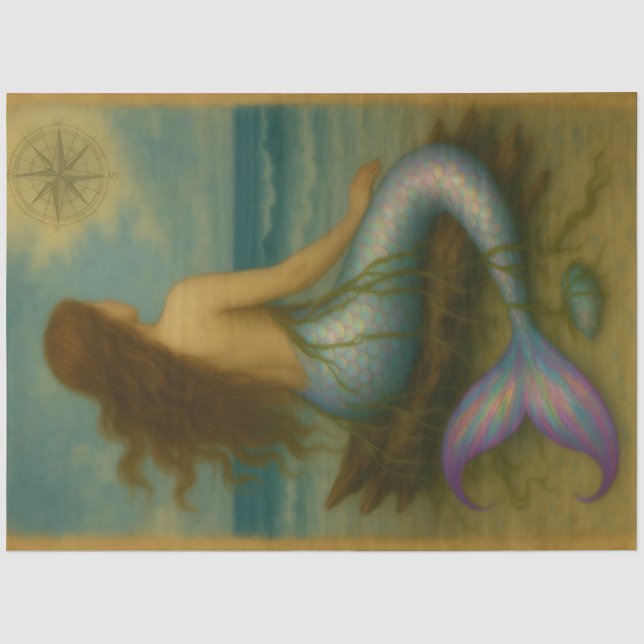Papier Mousseline Sirène de Mer Découpe en Mer (Recto)