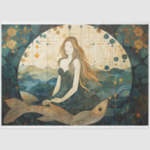 Sirène Primitive Avec Dégagement Océan Poisson