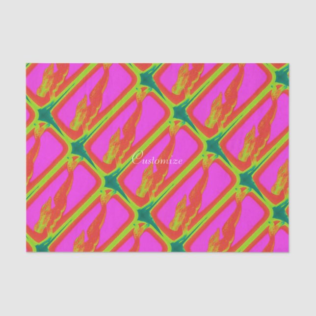 Papier Mousseline sirène rouge nageant rose plongée (Recto)