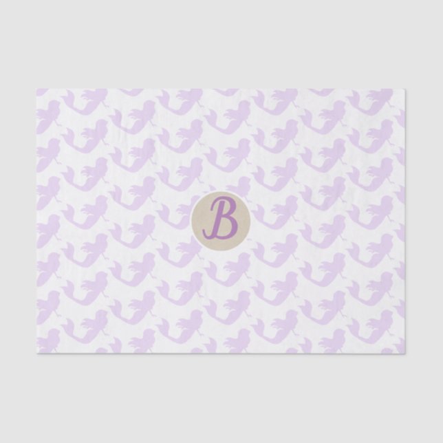 Papier Mousseline Sirène Violette Personnalisé Monogramme Fête (Recto)
