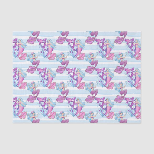 Papier Mousseline Sirènes et tissu de la partie motif de corail (Recto)