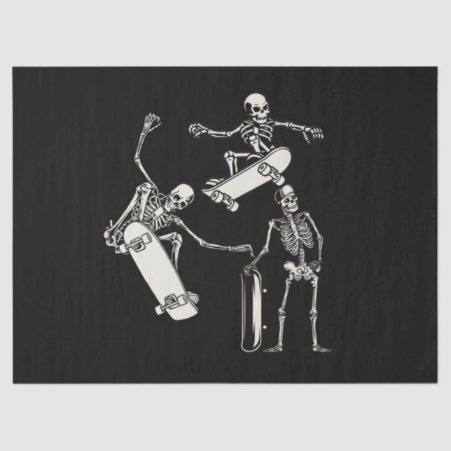 Papier Mousseline Skateboard Skeletons Skeleton Skeleton Halloween (Recto)