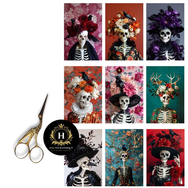 Papier Mousseline Skeleton gothique Skull Junk Journal Découpage (Créateur téléchargé)