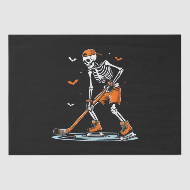 Papier Mousseline Skeleton Hockey sur glace Halloween garçons Drôle  (Recto)