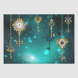 Papier Mousseline Skeleton Keys on Green Background