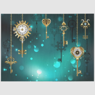 Papier Mousseline Skeleton Keys on Green Background