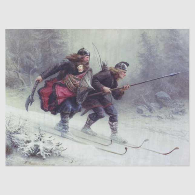 Papier Mousseline Ski Pieds d'oiseau Traverser la montagne (Recto)