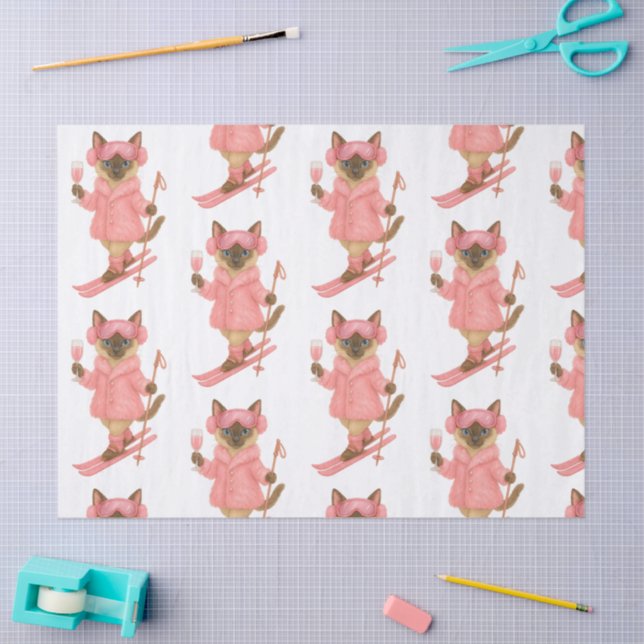 Papier Mousseline Ski pour mariée sur pente Robe rose (Artisanat)