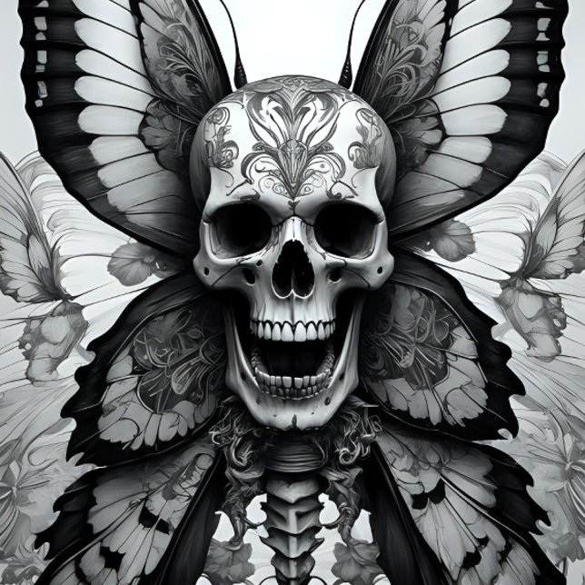 Papier Mousseline Skull and Butterflies Decoupage Paper  (Créateur téléchargé)