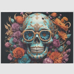 Papier Mousseline Skull Candy with Flowers
