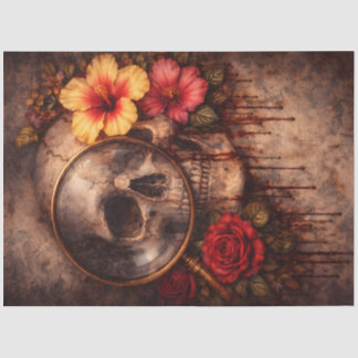 Papier Mousseline Skull Magnifying Glass Decoupage Paper