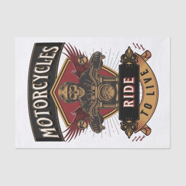 Papier Mousseline Skull Ride Cycles moteurs, Ride To Live (Recto)