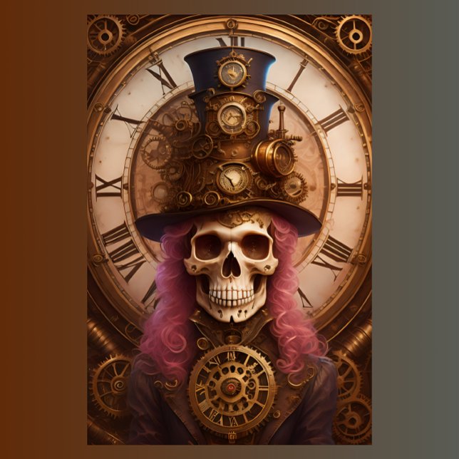 Papier Mousseline Skull Steampunk with clock tissue paper v1 (Créateur téléchargé)