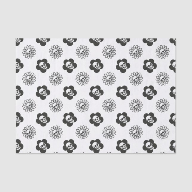 Papier Mousseline Skulls Flowers (Recto)
