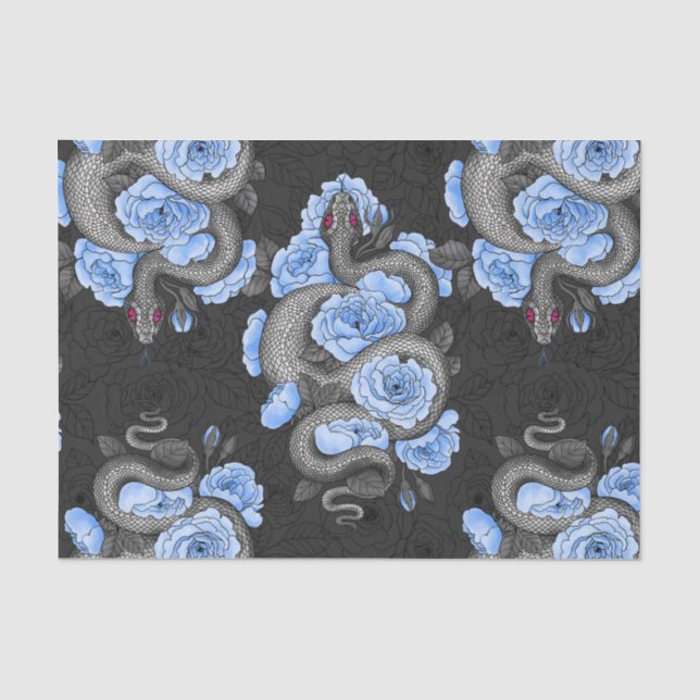 Papier Mousseline Snakes and blue roses (Recto)