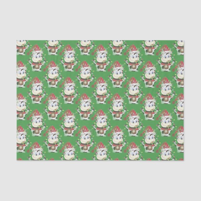 Papier Mousseline Snowbell la vache papier de tissu vert de Noël (Recto)