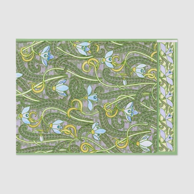 Papier Mousseline Snowdrops Français Art Nouveau Styliszed Motif 180 (Recto)