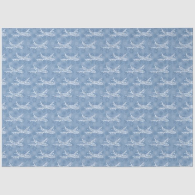 Papier Mousseline Snowflake Avion en bleu -  (Recto)