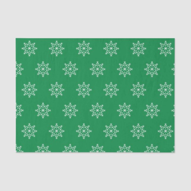 Papier Mousseline Snowflake Motif de vacances Noël Vert (Recto)