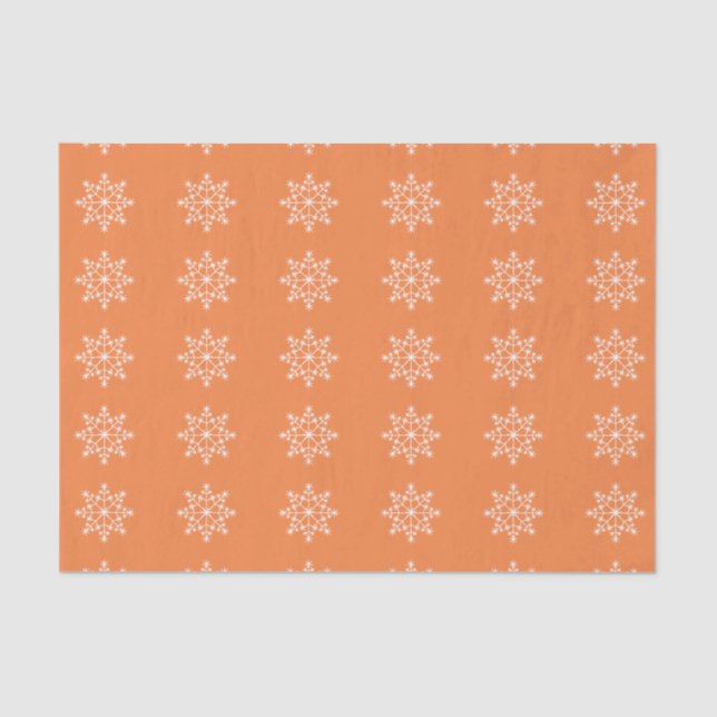 Papier Mousseline Snowflake Motif de vacances Vibrant Orange Noël (Recto)