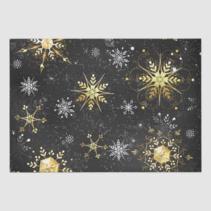 Papier Mousseline Snowflakes Gold Black Christmas Cadeau