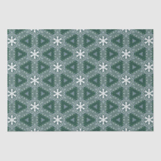 Papier Mousseline Snowflakes Motif de Noël Vert Blanc