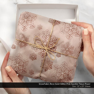 Papier Mousseline Snowflakes Rose Parties scintillant or rose étince