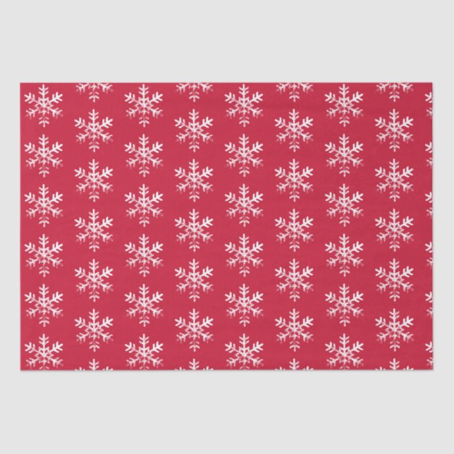 Papier Mousseline Snowflakes rustiques Rouge (Recto)