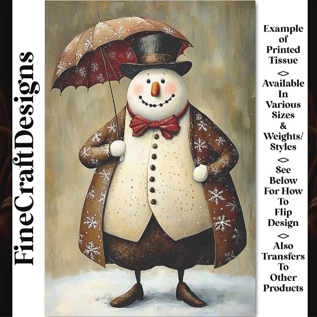 Papier Mousseline Snowman Amusant En Tenue Avec Parapluie BA9 Découp (Créateur téléchargé)