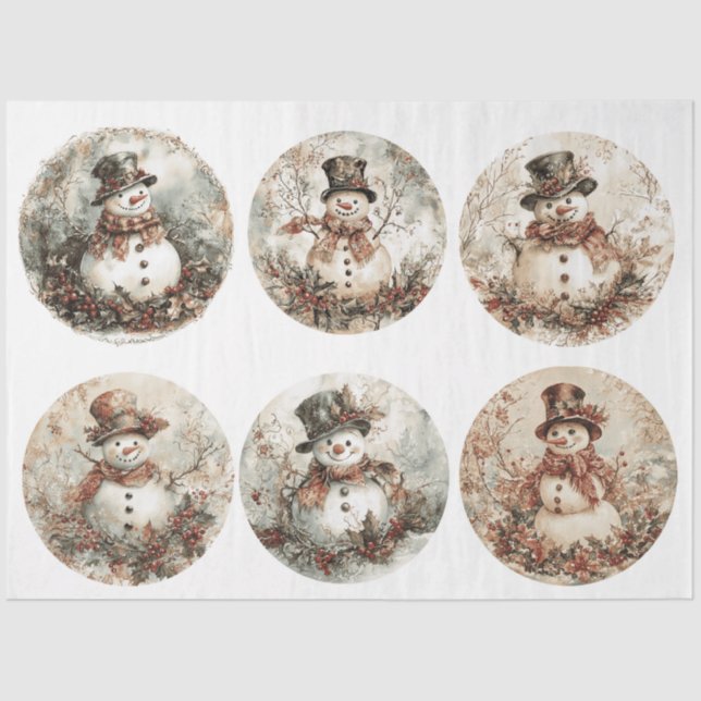 Papier Mousseline Snowman Christmas Rounds (Recto)