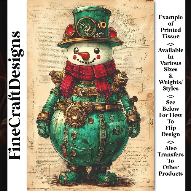 Papier Mousseline Snowman de Noël Steampunk Vibe BK9 Découpage (Créateur téléchargé)