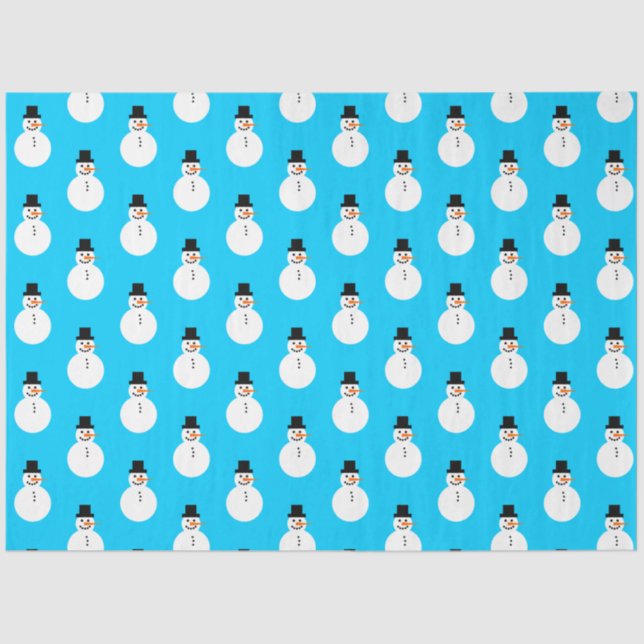 Papier Mousseline Snowman Motif hiver Noël Vacances Sky Blue (Recto)