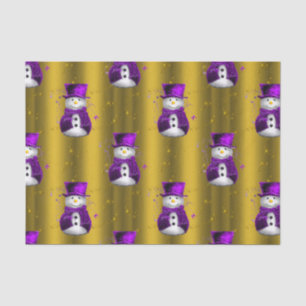 Papier Mousseline Snowman violet à Noël d'or