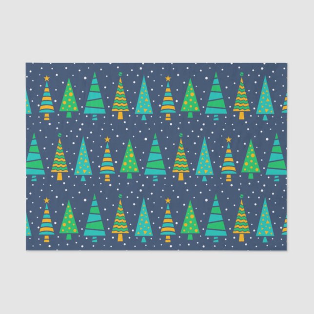 Papier Mousseline Snowy Fir Trees Tissue Paper (Recto)