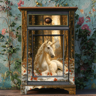 Papier Mousseline Snowy White Unicorn Winter Fairytale Castle Magie