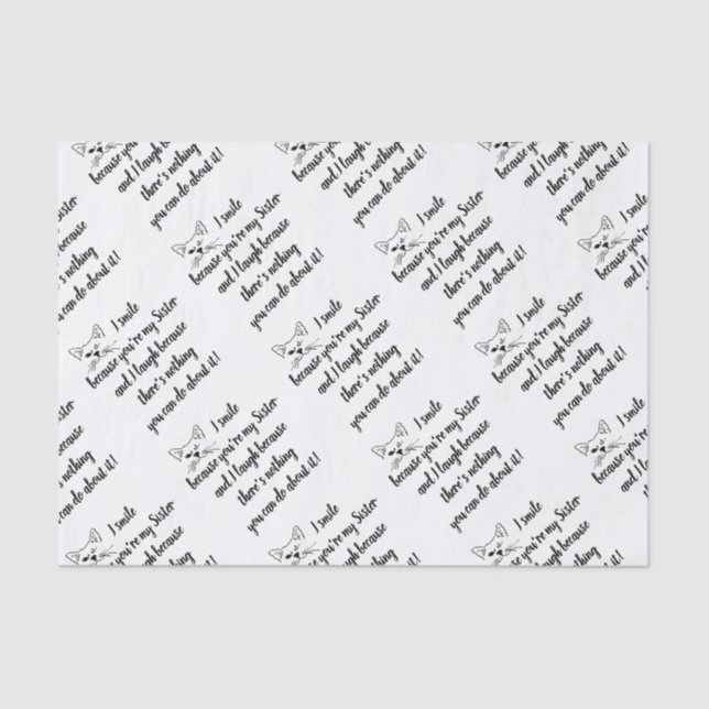 Papier Mousseline Soeur Amusante Dire Citation Cuite Winking Chat (Recto)