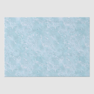 Papier Mousseline Soie Moire Petit Motif en Aqua Clair