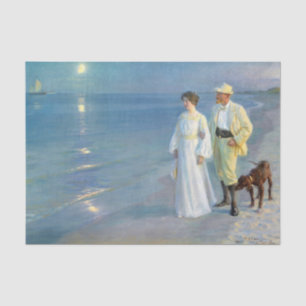 Papier Mousseline Soirée d'été sur la plage à Skagen, P.S. Kroyer