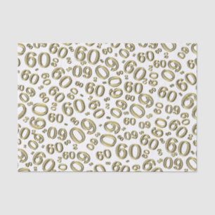 Papier Mousseline soixantième Or frais/blanc de motif de nombre