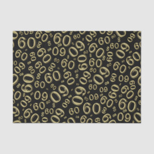 Papier Mousseline soixantième Or frais/noir de motif de nombre