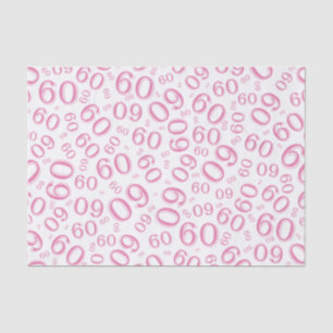 Papier Mousseline soixantième Rose/blanc frais de motif de nombre
