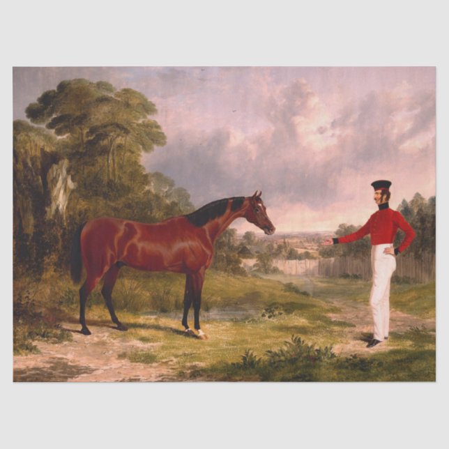Papier Mousseline Soldat avec un cheval d'officier (Recto)