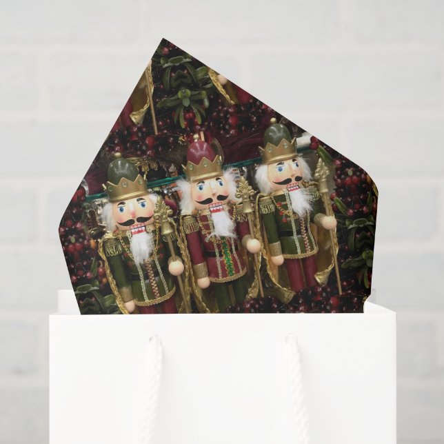 Papier Mousseline Soldats Casse-Noisette Dorés Noël (Sac cadeau)