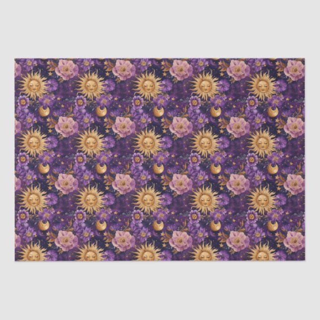 Papier Mousseline Soleil céleste violet et étoile (Recto)