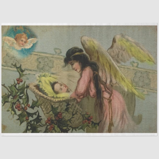 Papier Mousseline Sommeil Noël Bébé Ange (Recto)