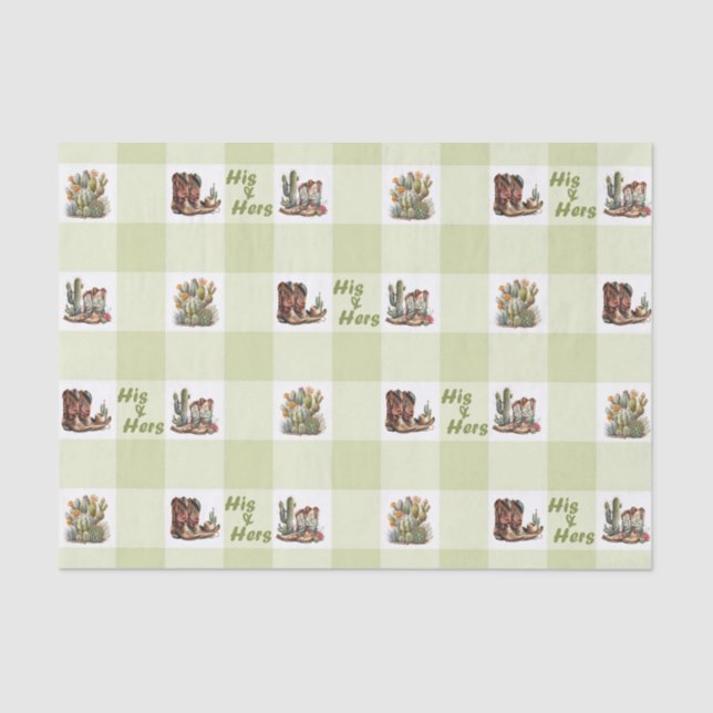 Papier Mousseline Son et Hers Cowboy Cowgirl Boot Tissue Paper (Recto)