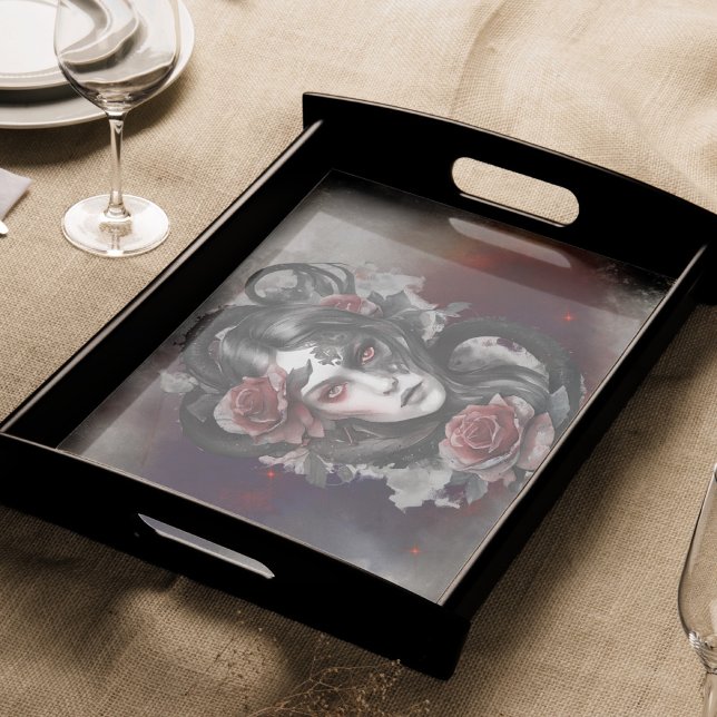 Papier Mousseline sorcellerie | Démon à cornes foncées avec yeux rou (Créateur téléchargé)