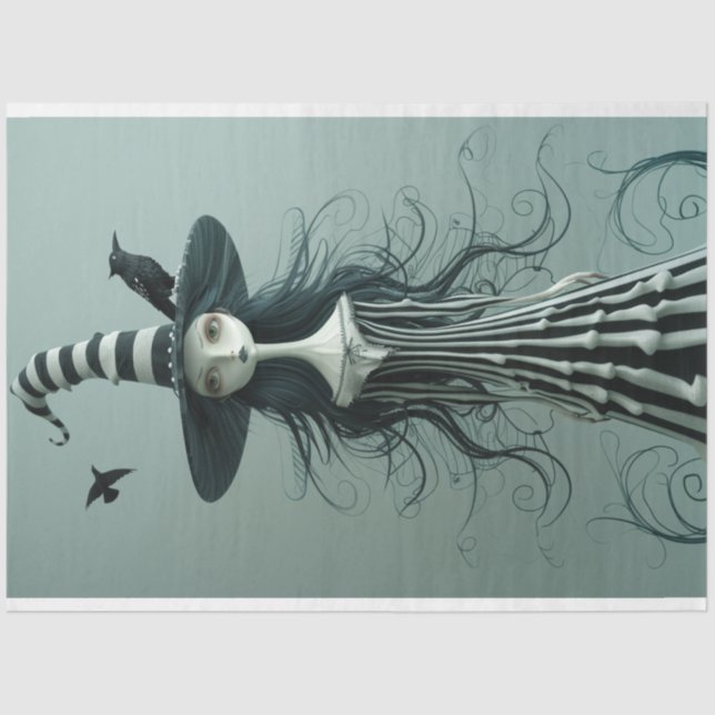 Papier Mousseline Sorceress Skull Lady Découpage (Recto)