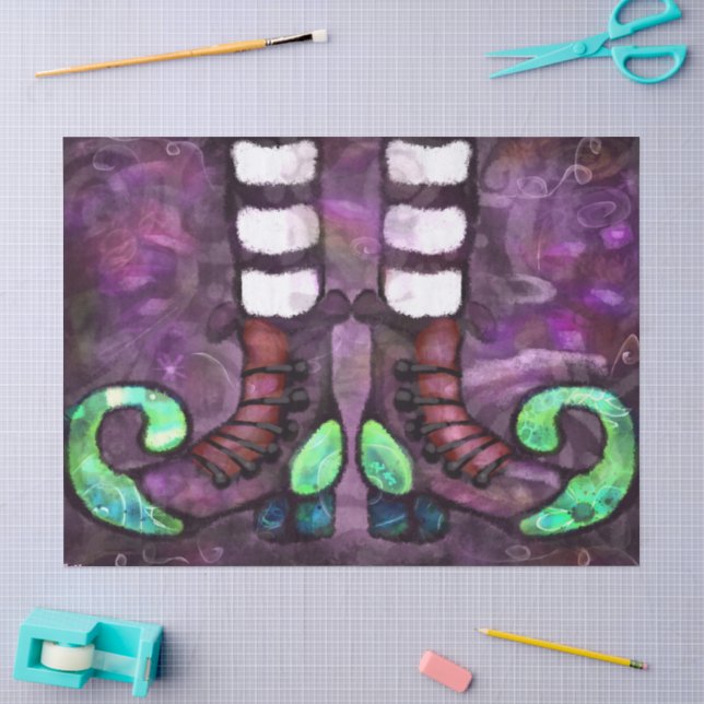 Papier Mousseline Sorcière d'Halloween Whimsical Bottes pourpre Déco (Artisanat)